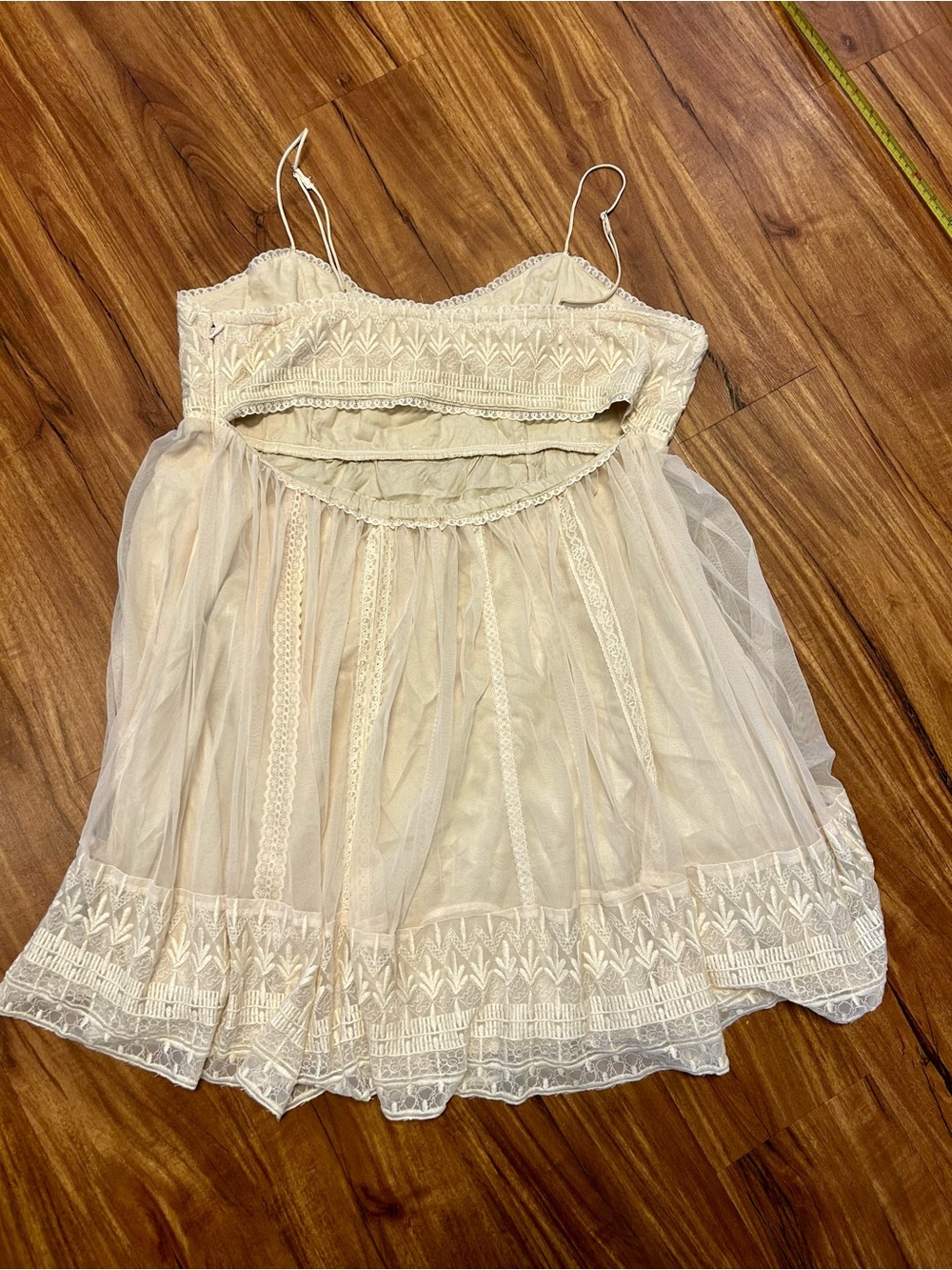 Ambercrombie &Fitch Bohemian Fairy Cream Embroidered Baby Doll Dress XL Boho - Picture 8 of 11